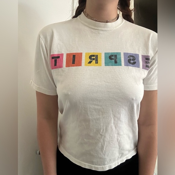 Esprit Tops - Esprit White Tee with Multicolor Block Letters